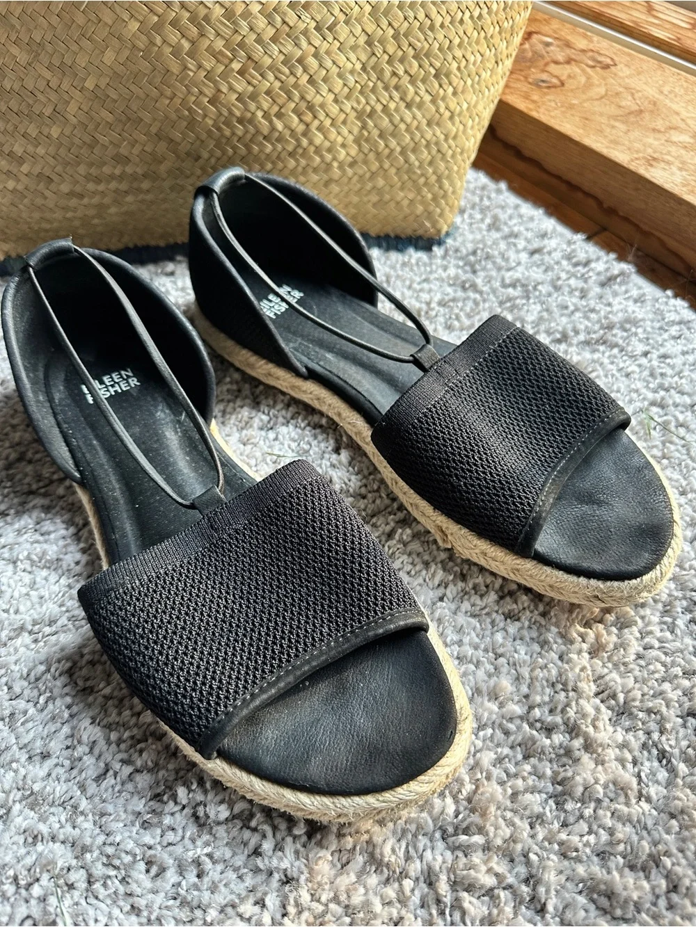Eileen Fisher Black Espadrille Sandals